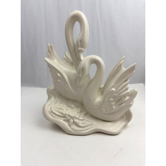 VTG Hull Ceramic Off White Swans Lovebirds Planter 1950's Marked USA #81 - Picture 12 of 16